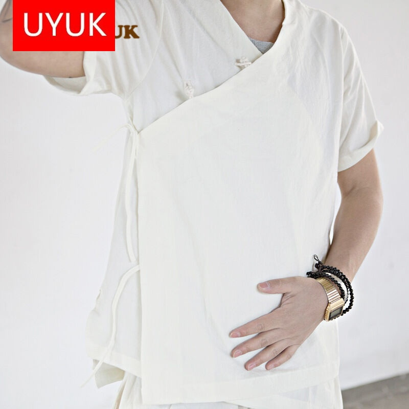 2017新款衬衫UYUK中国风棉麻套装男士复古宽
