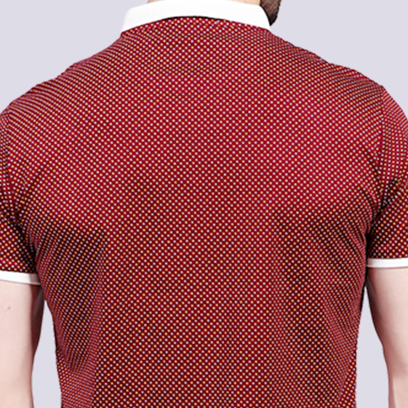 暗红活力波点柔滑短袖T恤TBA616 52码 酒红色