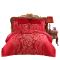 水星家纺 婚庆大提花四件套百合热恋 大红色床上用品2016新品 1.5m（5英尺）床 百合热恋-大红