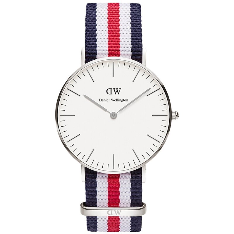 丹尼尔惠灵顿（DanielWellington）手表DW女表36mm银色边尼龙带超薄女士石英手表0606DW 红色