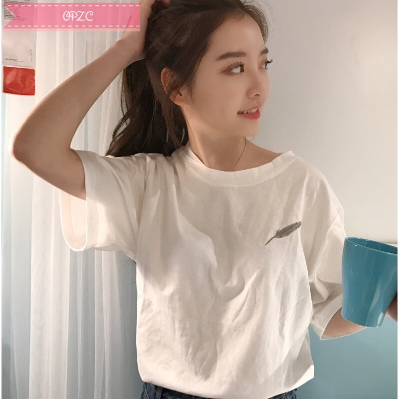 OPZC快手红人五大啦啦的店同款简单款羽刺绣