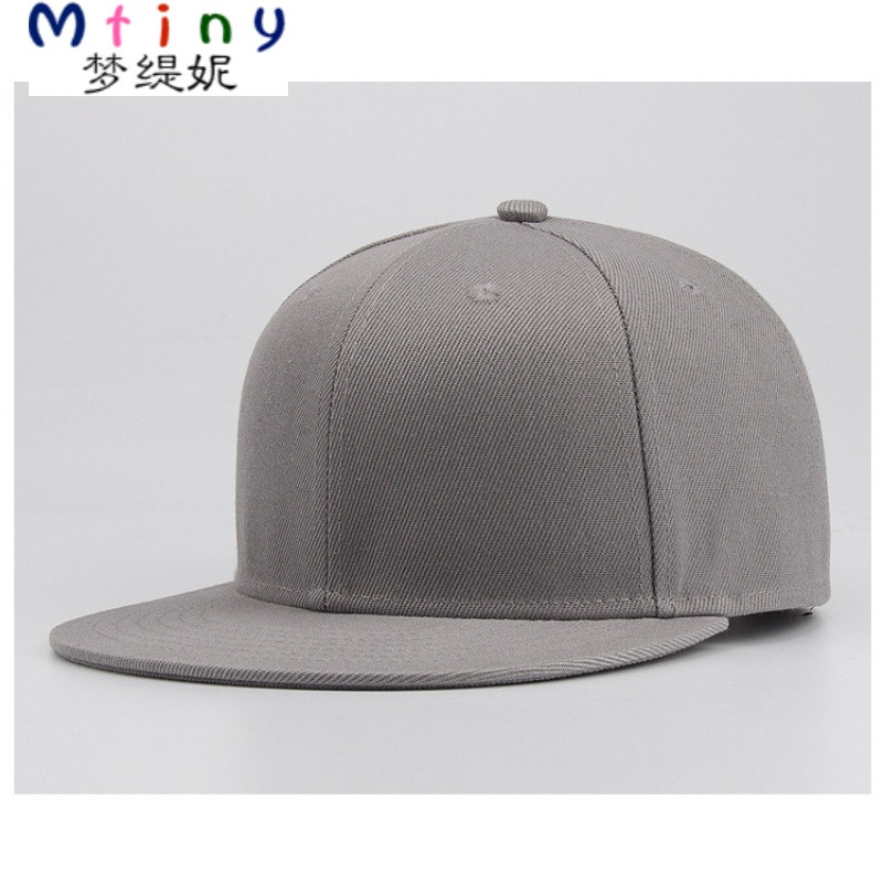 Mtinybboy中国韩版潮男女帽子纯色黑滑板帽嘻哈平沿帽跳舞街舞帽棒球帽 成人.灰色