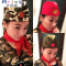 Mtiny2017新款军迷户外特种兵水兵舞迷彩帽男女通用贝雷帽舞台演出 红色＋黄红星标