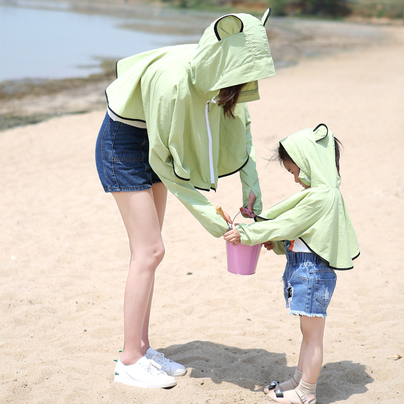 828新款母女海边防晒衣亲子夏装母子户外沙滩