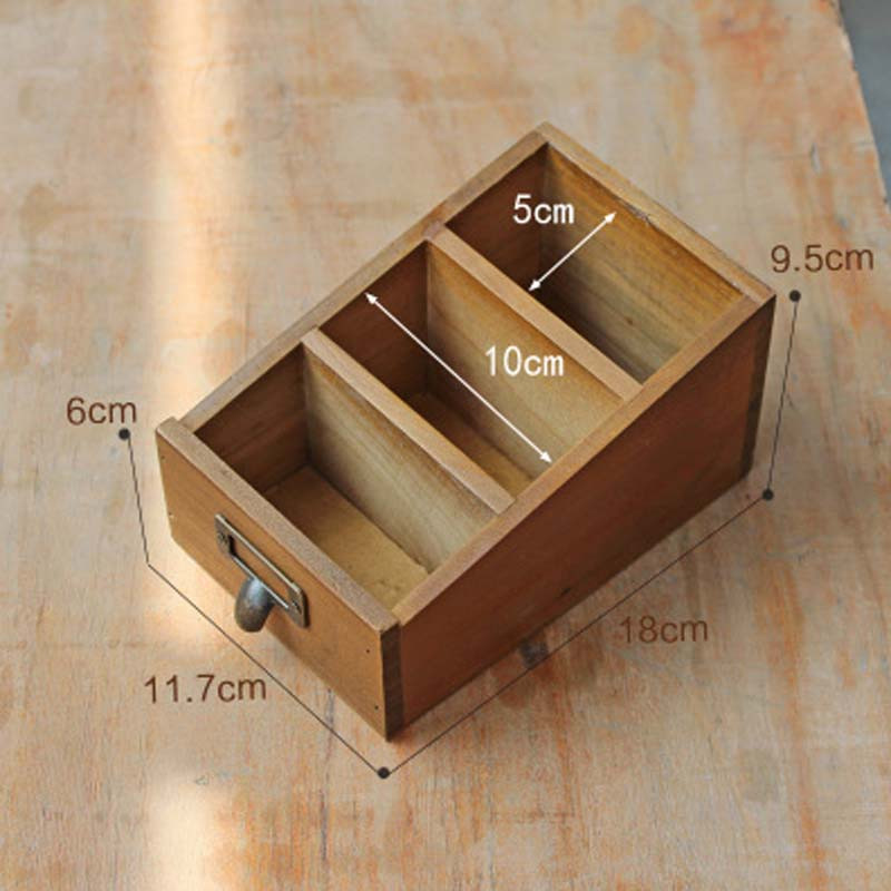 简约时尚复古办公桌面小木盒 木质收纳盒笔筒 多功能实木遥控器盒子