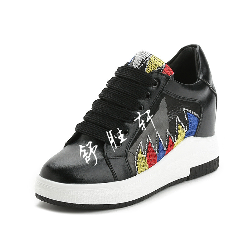 小黑鞋夏季女2017新款内增高女鞋网纱透气百