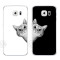 2017款三星S5s6S7edges8plus+曲屏手机壳保护套情侣小萌猫咪可爱男女 s6直屏白底右边猫
