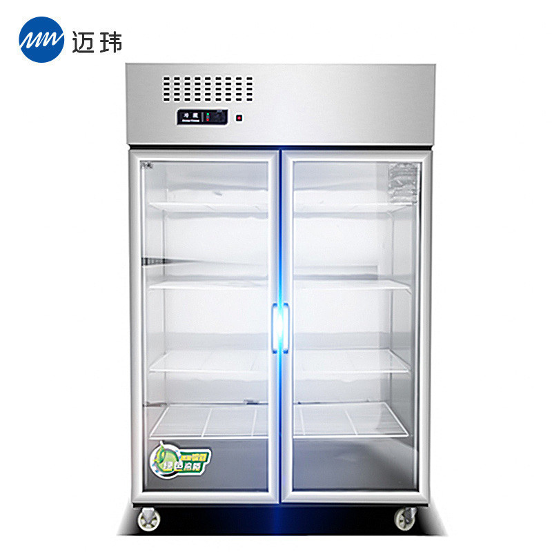 迈玮MW 双门冰箱 商用双门冰箱 厨房双门冰柜 餐厅双门冷柜操作台立式冷柜冷藏冷冻保鲜柜 侧开门 双玻璃门冰柜