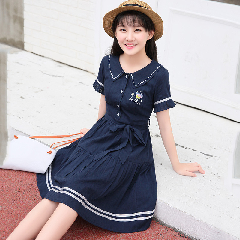 828新款2017韩版新款初中生连衣裙12-14岁中学生裙子13-15少女裙夏