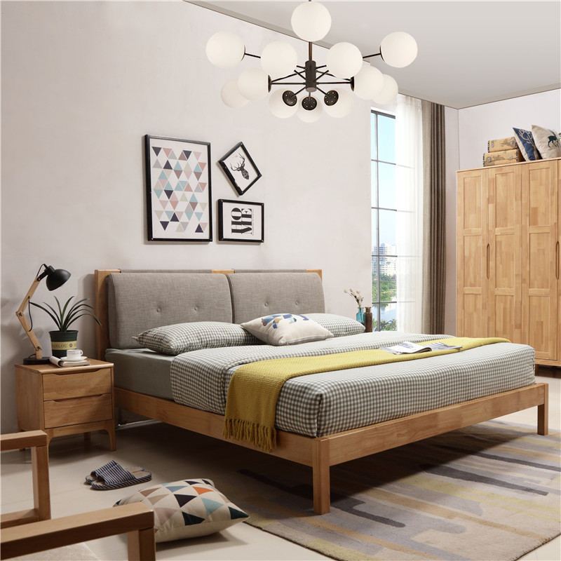 天惠子 北欧实木床 现代简约床日式1.8米双人婚床1.5米公主大床1.2米儿童床卧室家具 1.5米（原木色）单床