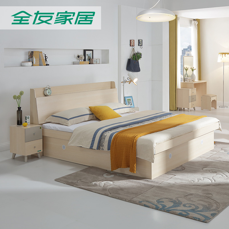 106306床 【白橡木丨储物款】1.5米高箱床+床头柜*1+02K床垫