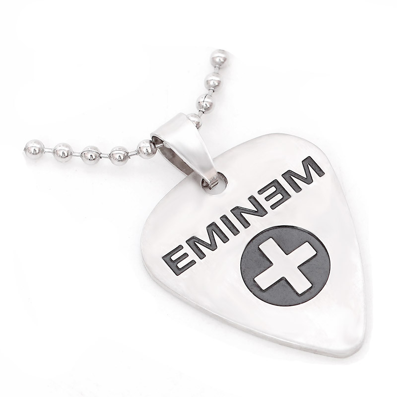 沃森乐器 个性钛钢金属吉他拨片项链 埃米纳姆 Eminem 痞子阿姆 银色Eminem