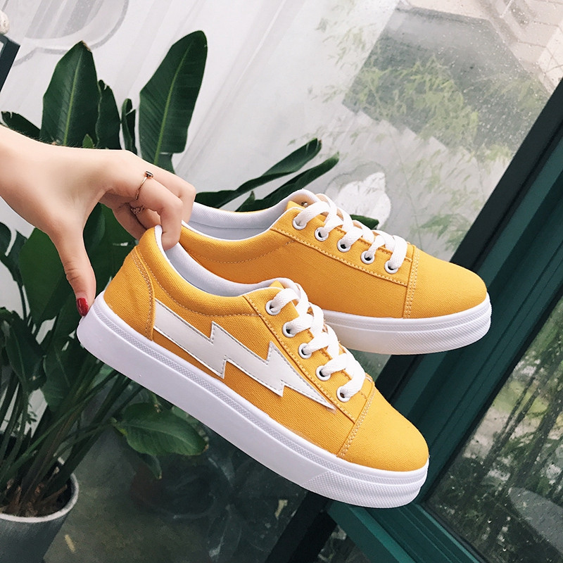 2017夏新款帆布鞋女鞋子百搭闪电小白鞋春季