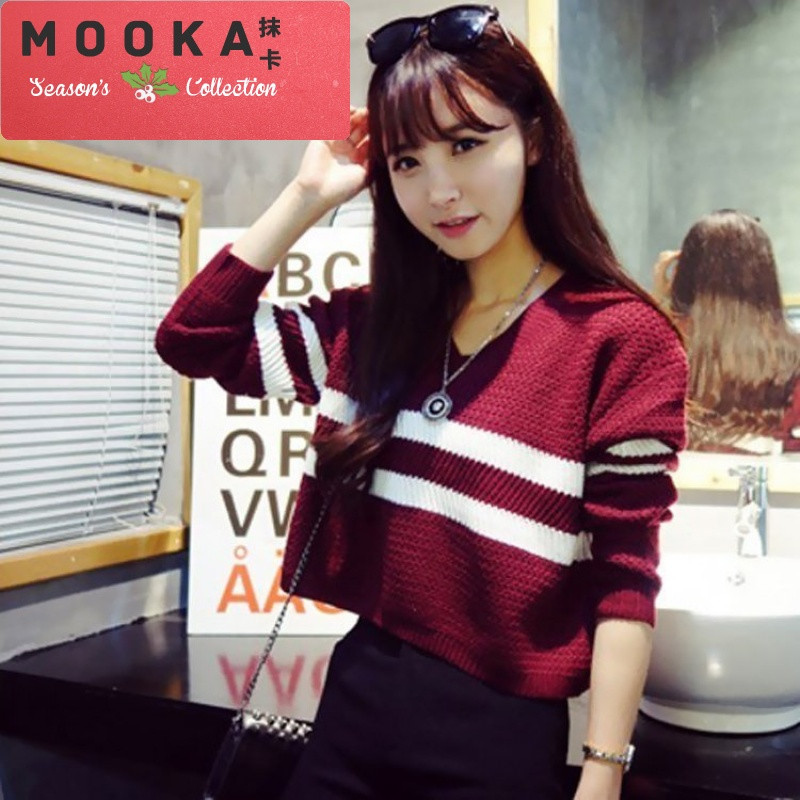 抹卡潮流2017秋冬韩版女装宽松短款毛衣女外