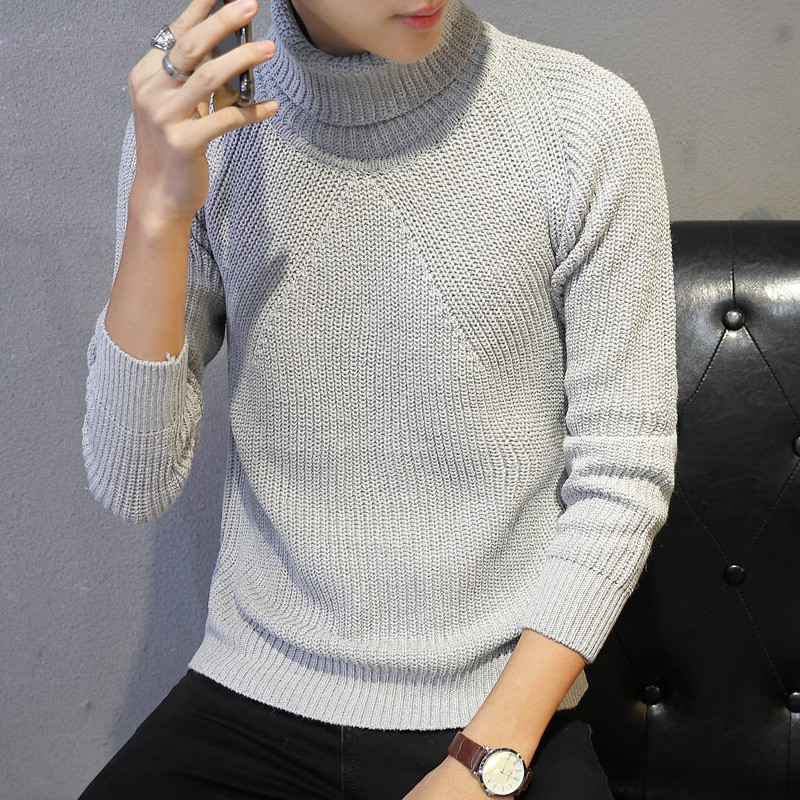 魅言魅语2017冬季高领毛衣男土冬天韩版学生