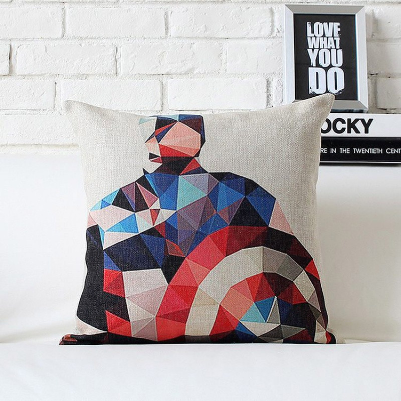 蝙蝠侠绿巨人队长钢铁侠雷神卡通棉麻抱枕套汽