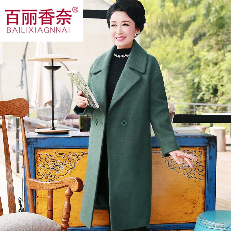 百丽香奈中年女秋装外套40-50岁中老年冬装呢