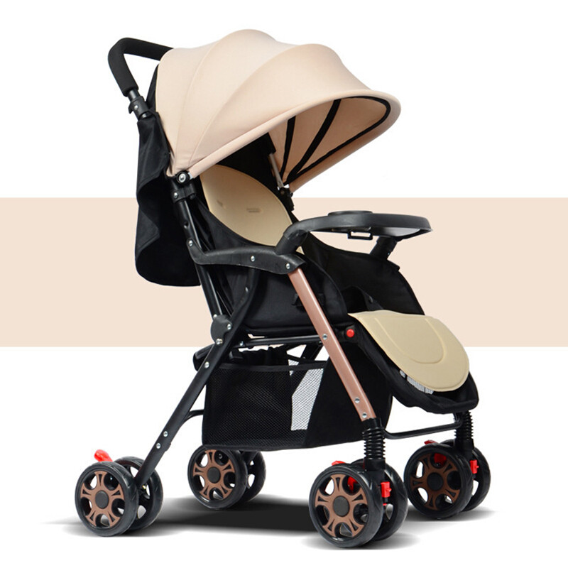 吉福特GIFT 婴儿手推车0-3岁轻便折叠儿童推车可坐可卧双向避震四轮新生儿BB宝宝溜娃 卡其色