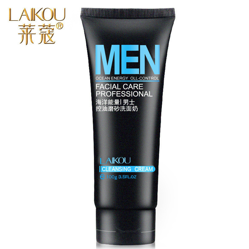 莱蔻（LAIKOU）男士控油磨砂洗面奶100g 补水控油收缩毛孔温和清洁洁面乳护肤品