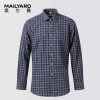 美尔雅（MAILYARD）长袖衬衫 法兰绒商务休闲男士纯棉磨毛衬衣厚 512 40码 蓝灰色格纹