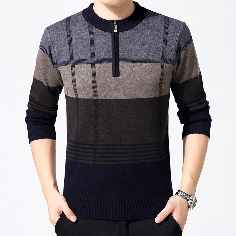 爸爸冬装中年男士半高领毛衣男40-50岁中老年