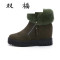 冬季新款棉鞋加绒休闲保暖纯色短靴女中高跟平底短筒及踝雪地靴潮_1 绿色 38