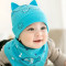 贝迪牛+新生儿胎帽婴儿帽 男女宝宝帽三角巾套装 均码（0-12个月） 蓝色大脸猫2件套