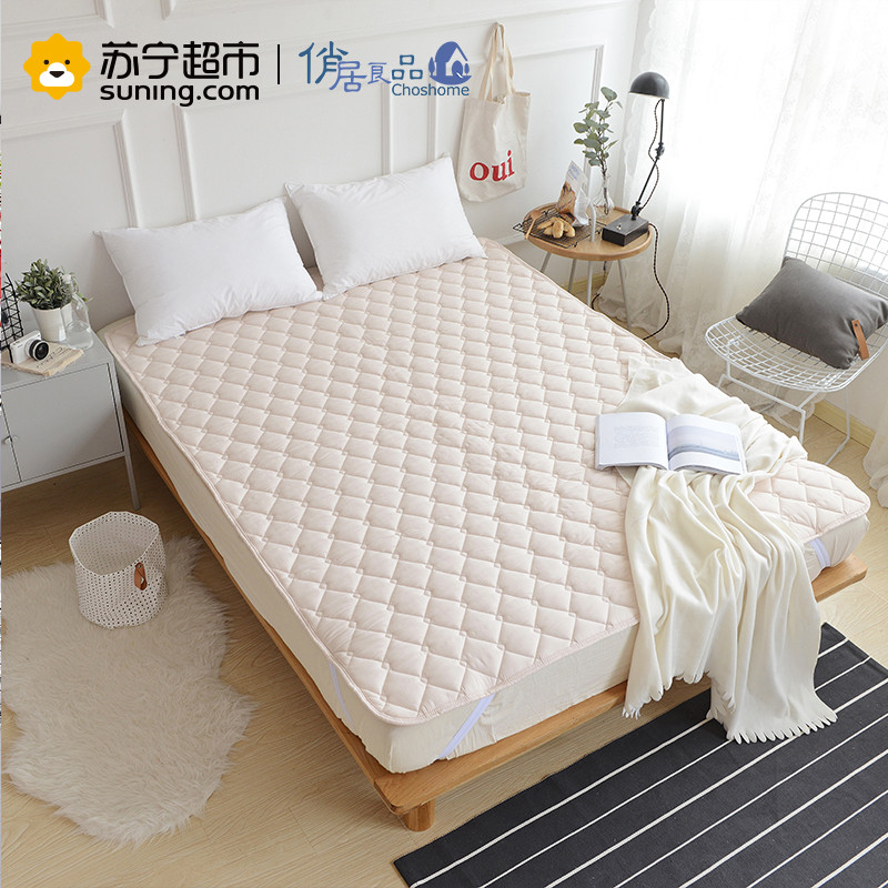俏居(Choshome)家纺 纯色床垫简约风1.8m床保护垫1.5m 四季可用防滑床垫子学生床褥子可机洗 米色2cm厚 1.8*2.0m