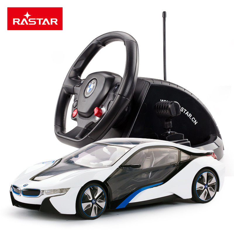 星辉（Rastar）宝马I8方向盘遥控车1:14 男孩儿童玩具汽车模型49600-8白色