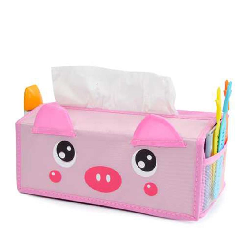可爱动物长形纸巾盒/纸巾抽纸巾收纳盒_2 粉猪（K8220）