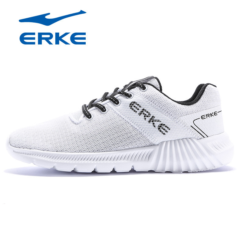 鸿星尔克（ERKE）密网时尚减震防滑男女跑鞋EVA情侣款跑步鞋运动鞋12118203065 正白【女款】 41码