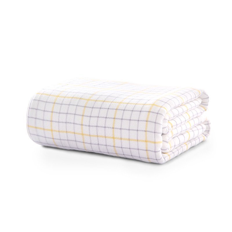 图强灰黄纱布格子纯棉毛巾被婴儿童单双人夏季毛巾毯空调盖毯_1 150*210cm 米色