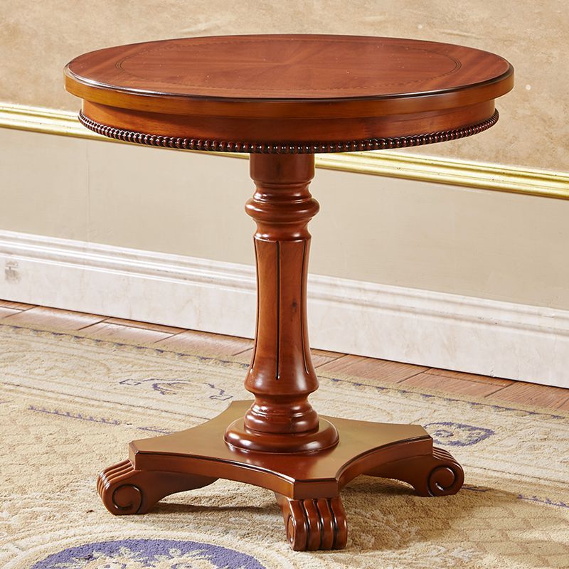 欧式实木小圆桌 单个直径60高度70小圆几（象牙白）