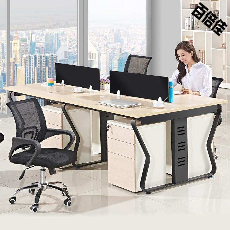 创意新款职员办公桌简约现代桌椅组合电脑四人位4屏风工作6工位办公室家具品质保证(三色可选)_7 单人位+柜椅