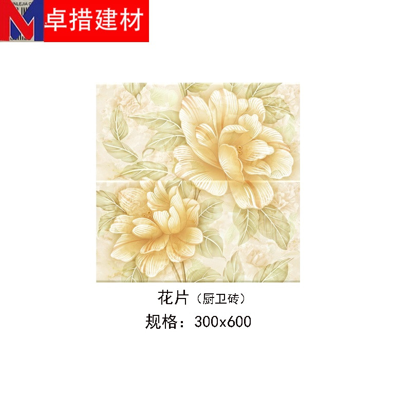 厨房墙砖300x600墙砖花朵釉面亮光瓷片卫生间墙砖地砖瓷砖牡丹花 其它 花片