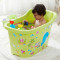 塑料婴儿儿童浴盆泡澡加厚洗澡超大号浴缸特大木桶 加大号绿色+向日葵(无盖)