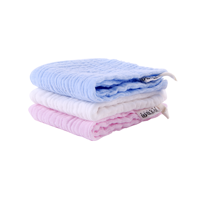 苏宁极物婴儿纱布方巾（三条装） 白色+粉色+蓝色
