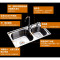 厨房SUS304不锈钢拉丝大水槽双槽小水槽洗菜盆碗槽水池加厚深_2 201钢81X43八件套