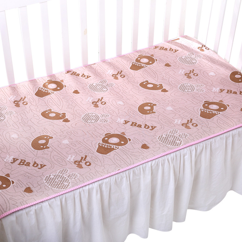 【龙之涵】婴儿冰丝凉席儿童凉席婴童单人凉席大尺寸可折叠 粉色小熊 60*110