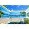 定制大型3D个性壁纸电视背景马尔代夫椰树湖光小道海景背景墙壁画_3 高档进口油画布（整幅）