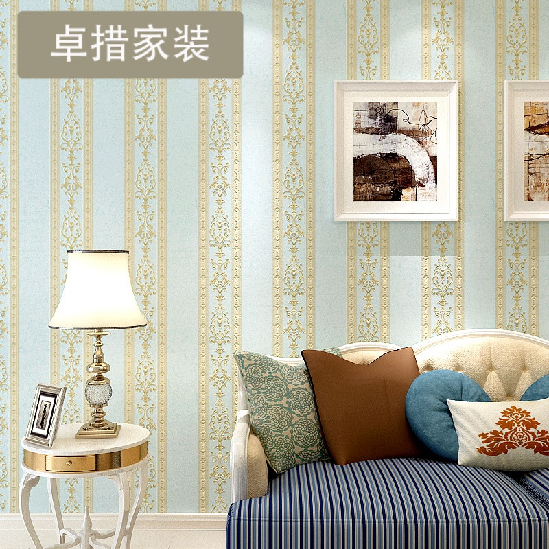 经典欧式大马士革墙纸立体欧式卧室客厅满铺壁纸背景墙AB版U958_8 2号米白色