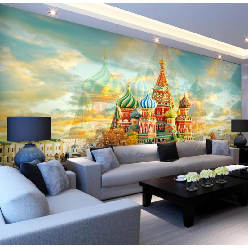 3D立体欧式复古城堡城堡大型客厅电视背景壁纸卧室墙纸_9 高档进口油画布（整幅）