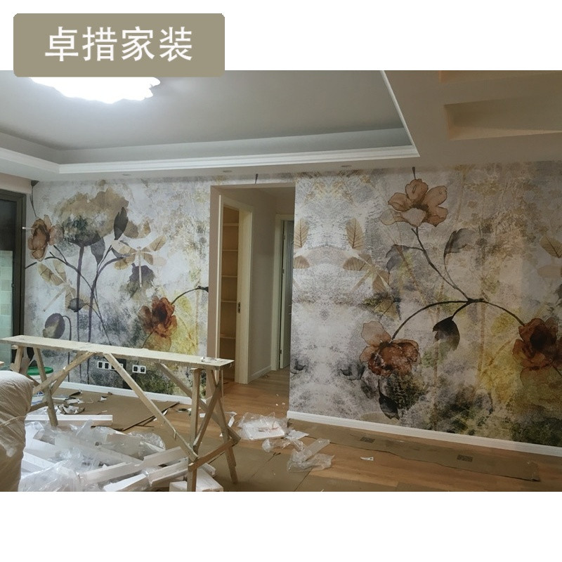 北欧抽象油画个性创意定制壁画卧室电视背景墙现代艺术墙纸壁纸 无缝宣绒布一平米