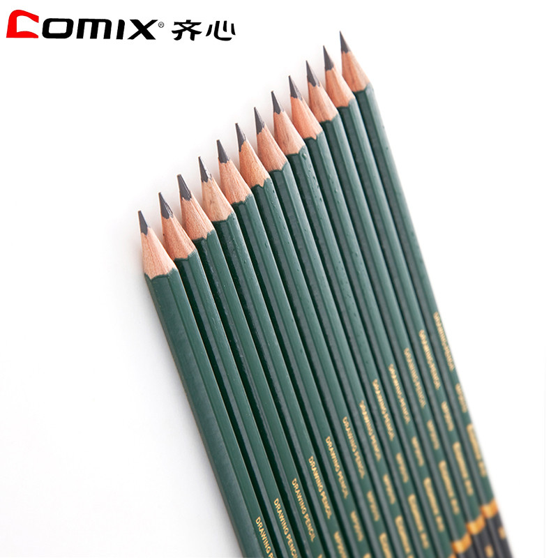 齐心(Comix)MP2010 2B绘图铅笔12支/盒 2盒装 美术素描铅笔 学生写字铅笔 绘画铅笔炭笔 黑色