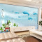 无缝3d卡通海底手绘纯色蓝色海豚儿童房壁纸卧室背景墙无纺布墙纸 无缝油画布（整张/平方）
