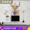 欧式麋鹿壁画3D现代简约客厅沙电视背景墙壁纸5D立体手绘墙布 I