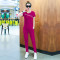 邑概念 夏运动套装女2018春装新款时尚韩版宽松学生休闲运动服长裤两件套 紫色 M