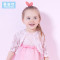 婴姿坊夏季新品女童时尚镂空欧美小公主披肩宝宝短袖小外套 蕾丝 90cm 粉红