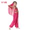 飞魅 新款儿童肚皮舞演出服套装 六一少儿印度舞蹈服装表演服女童 S 大红四件套
