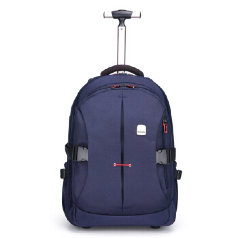 时尚可拉男女双肩包学生拉杆书包旅行拉杆箱可以背的拉杆包 升级版藏蓝色